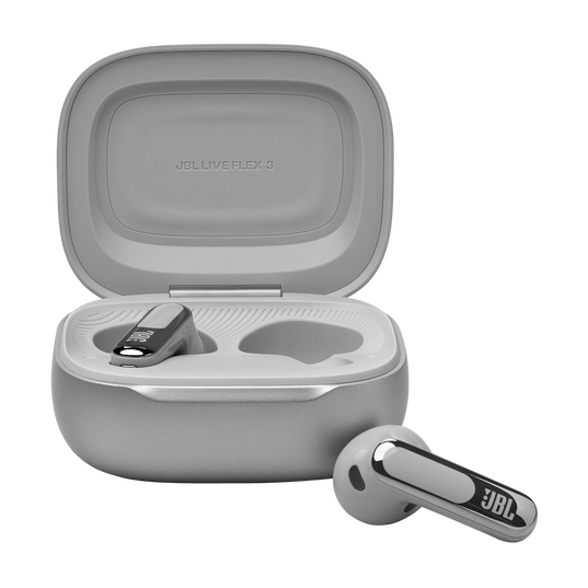 JBL Live Flex 3 - Silver - True wireless noise-cancelling open-stick earbuds - Front